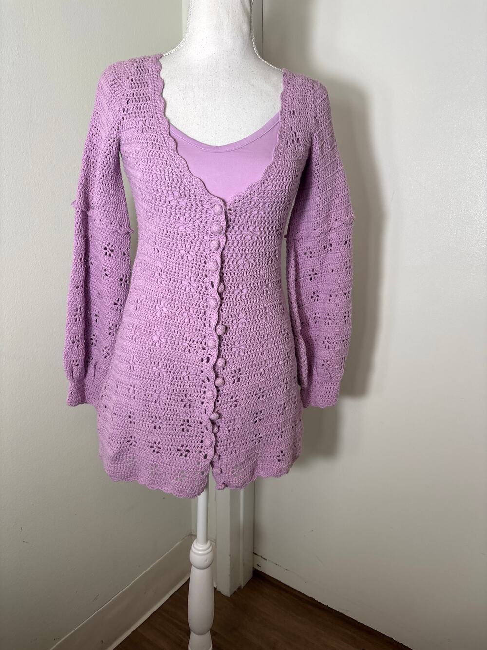 NWT Alice McCall Lavendar Crochet Mini Dress Sz 2